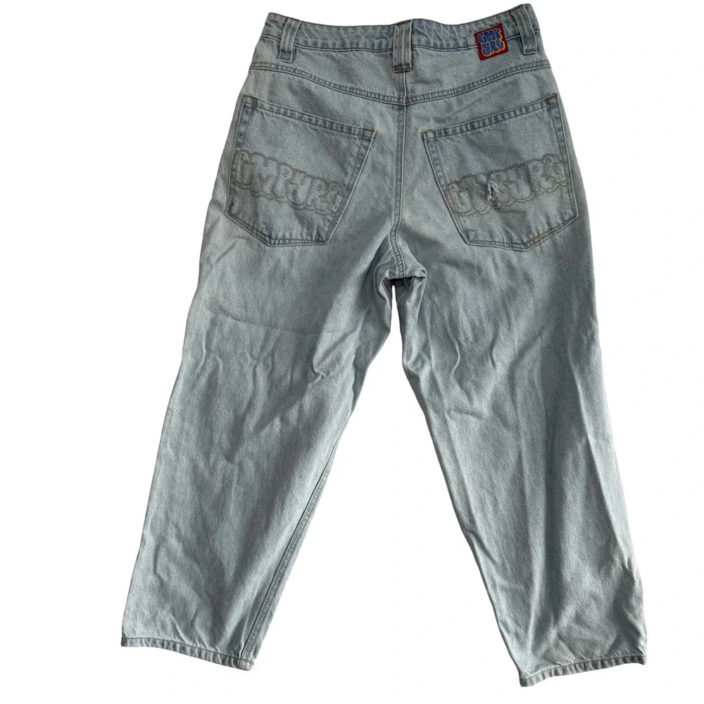 Empyre Loose Fit Sk8 Baggy Skate Jeans Mens 28 Light Wash Y2K Grunge Embroidered